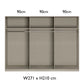 Rauch Freja Glass Door Sliding Wardrobe internal compartments with Dimensions