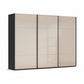 Rauch Contido two colour Tone Black Carcase and Champagne Glass Front three  Door Sliding Wardrobe   