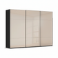 Rauch Contido three door sliding wardrobe with champagne glass fronts and black carcase