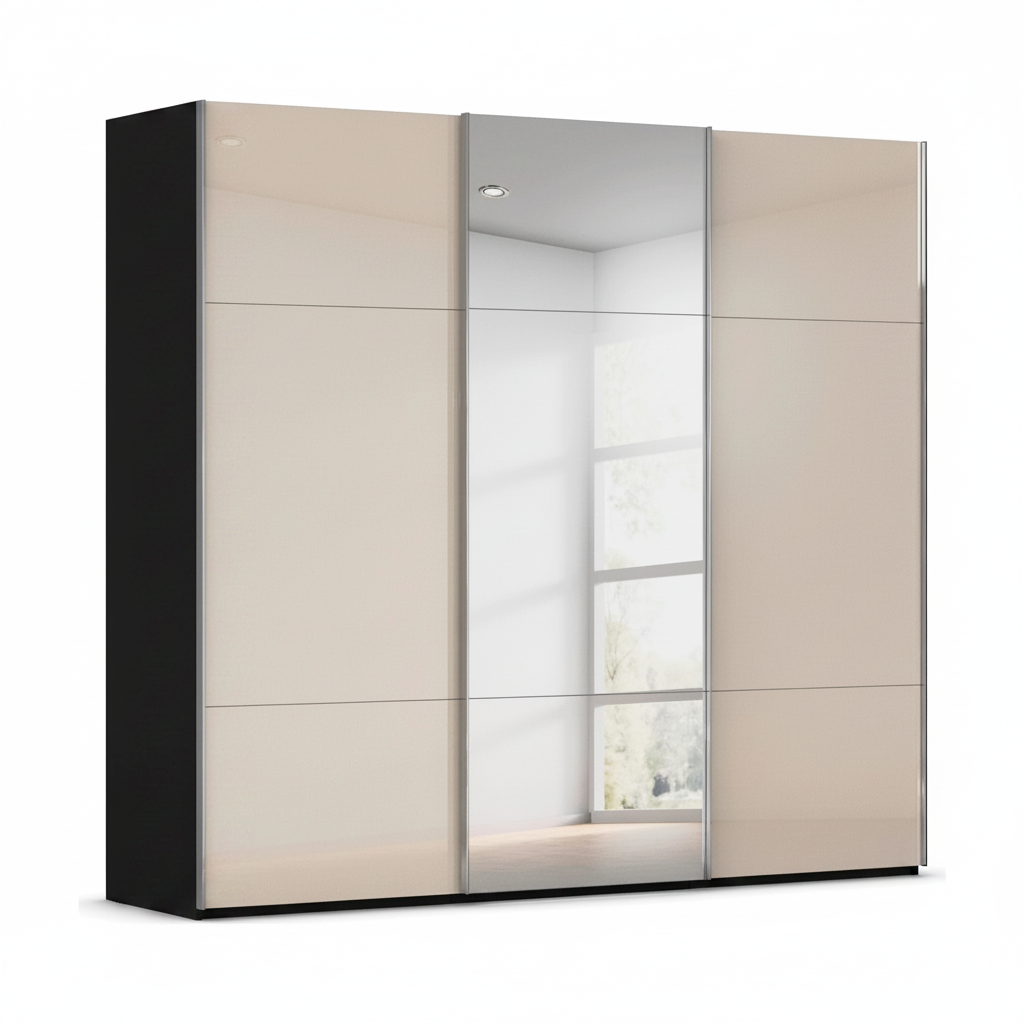 Rauch Contido Black & Champagne Glass 3 Door Sliding Wardrobe