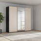 Rauch Contido two colour Tone Black Carcase and Champagne Glass Front three  Door Sliding Wardrobe With Mirror on the Middle Door