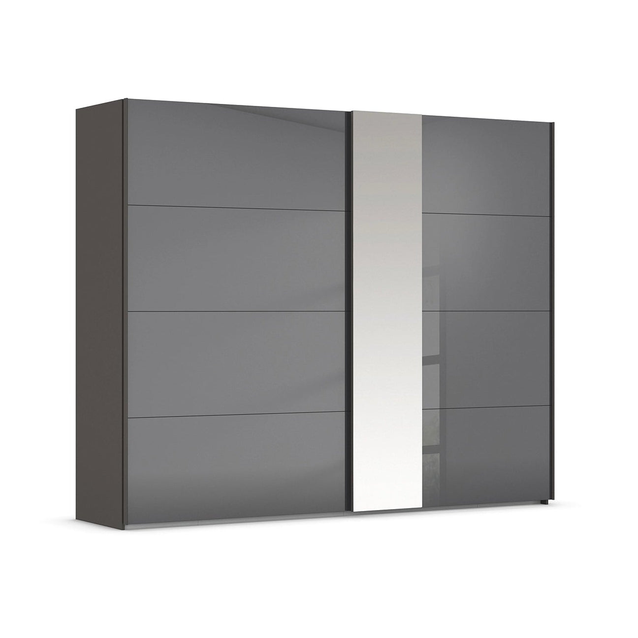 Cairns Graphite and Basalt Glass Sliding Door Wardrobe with Mirror
