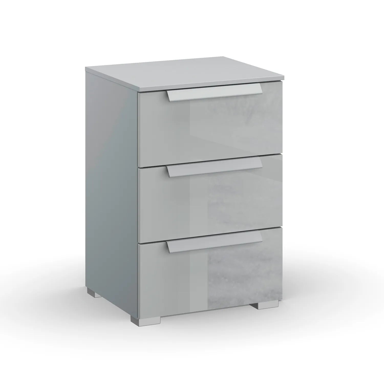 Rauch Perth 3 Drawer Silk Grey Glass Bedside Table 