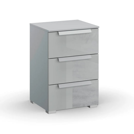 Rauch Perth 3 Drawer Silk Grey Glass Bedside Table 