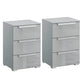 Rauch Perth 3 Drawer Silk Grey Glass Bedside Table - Pair
