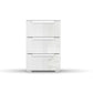 Rauch Perth 3 Drawer White Glass Bedside Table - Front view