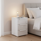 Rauch Perth 3 Drawer White Glass Bedside Table