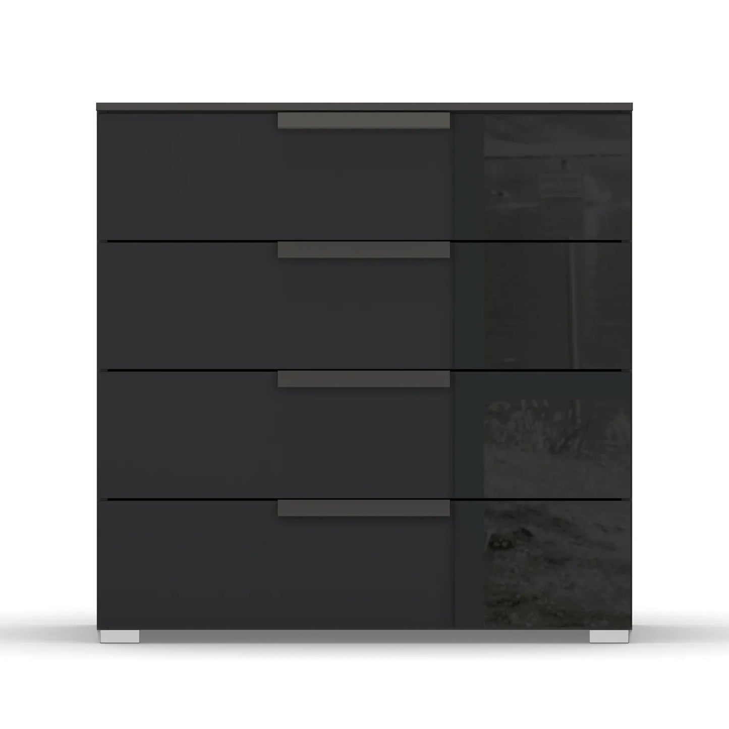 Rauch Perth 4 Drawer Basalt Glass Wide Chest - Front view