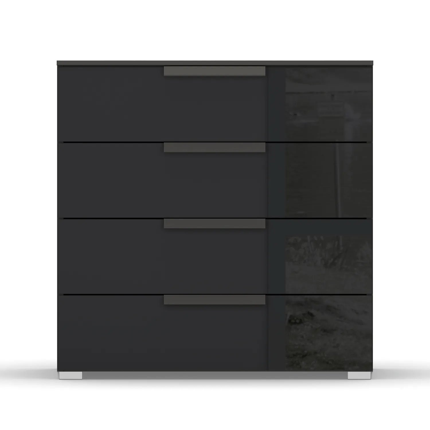 Rauch Perth 4 Drawer Basalt Glass Wide Chest - Front view