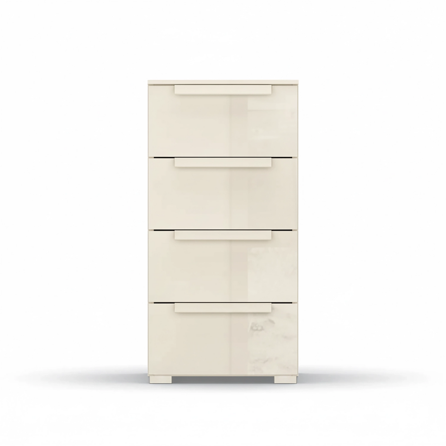Front View of Rauch Perth 4 Drawer Champagne Glass Narrow Chest