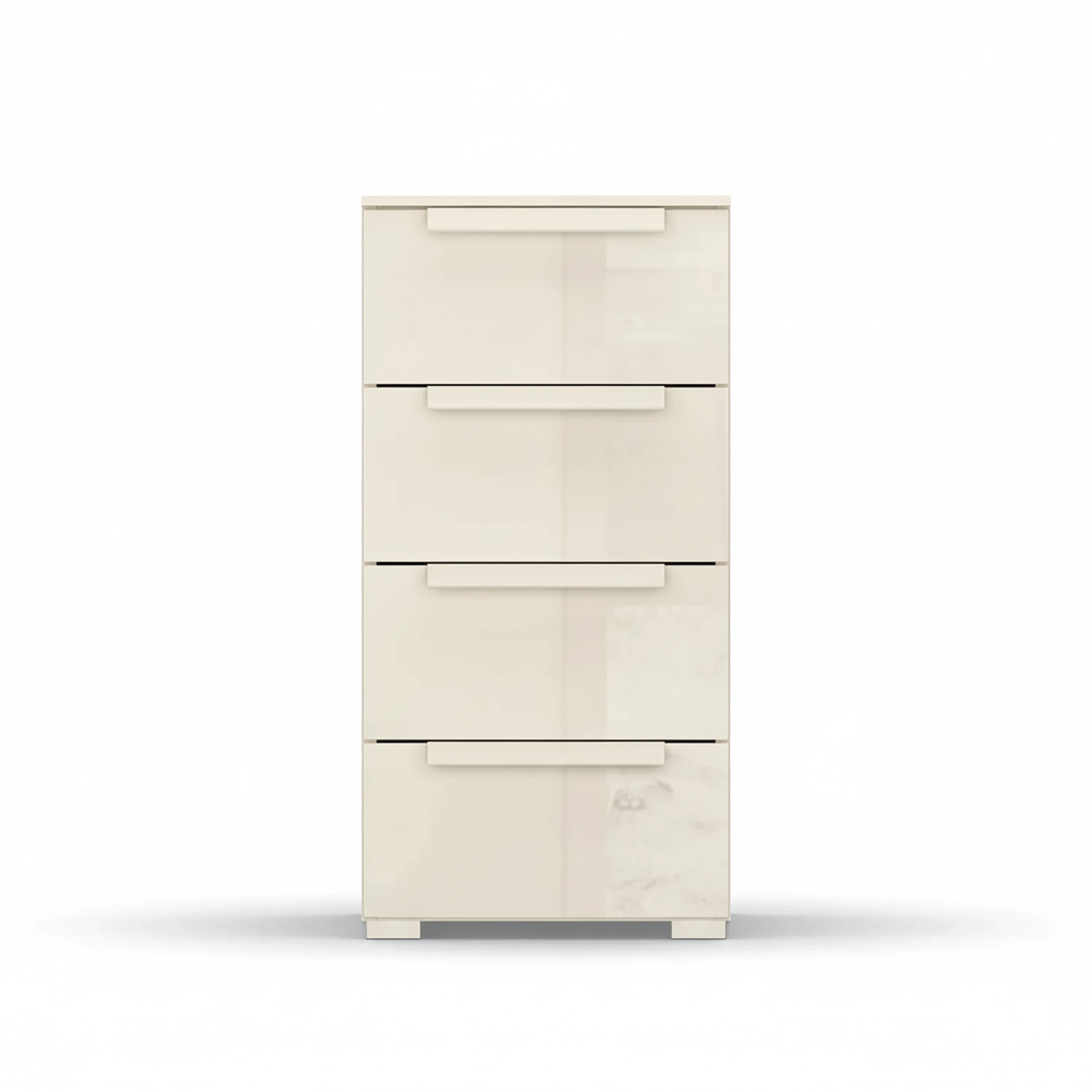 Front View of Rauch Perth 4 Drawer Champagne Glass Narrow Chest