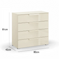 Angled View Rauch Perth 4 Drawer Champagne Glass Wide Chest - Home Of Wardrobes