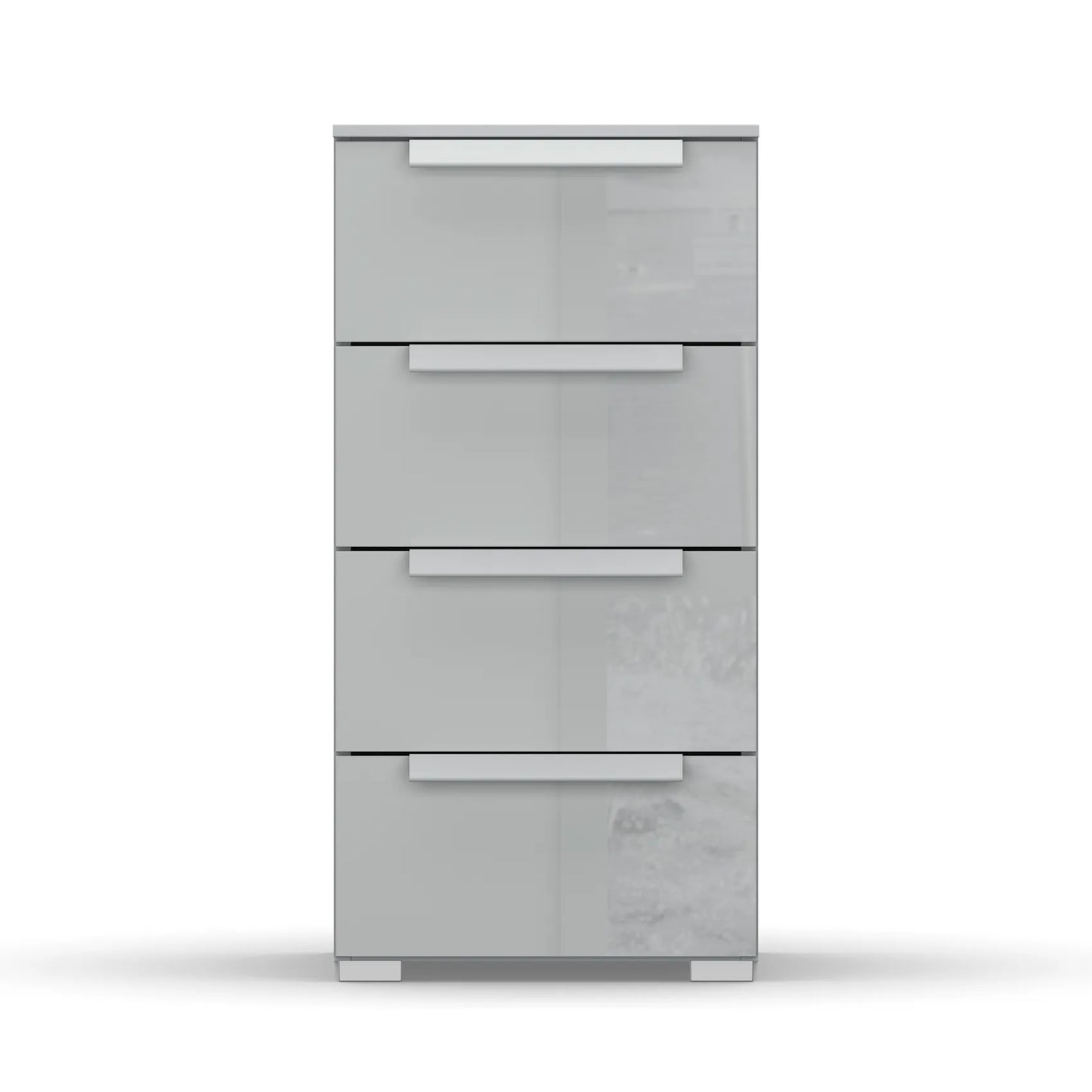 Rauch Perth 4 Drawer Silk Grey Glass Narrow Chest - Front view