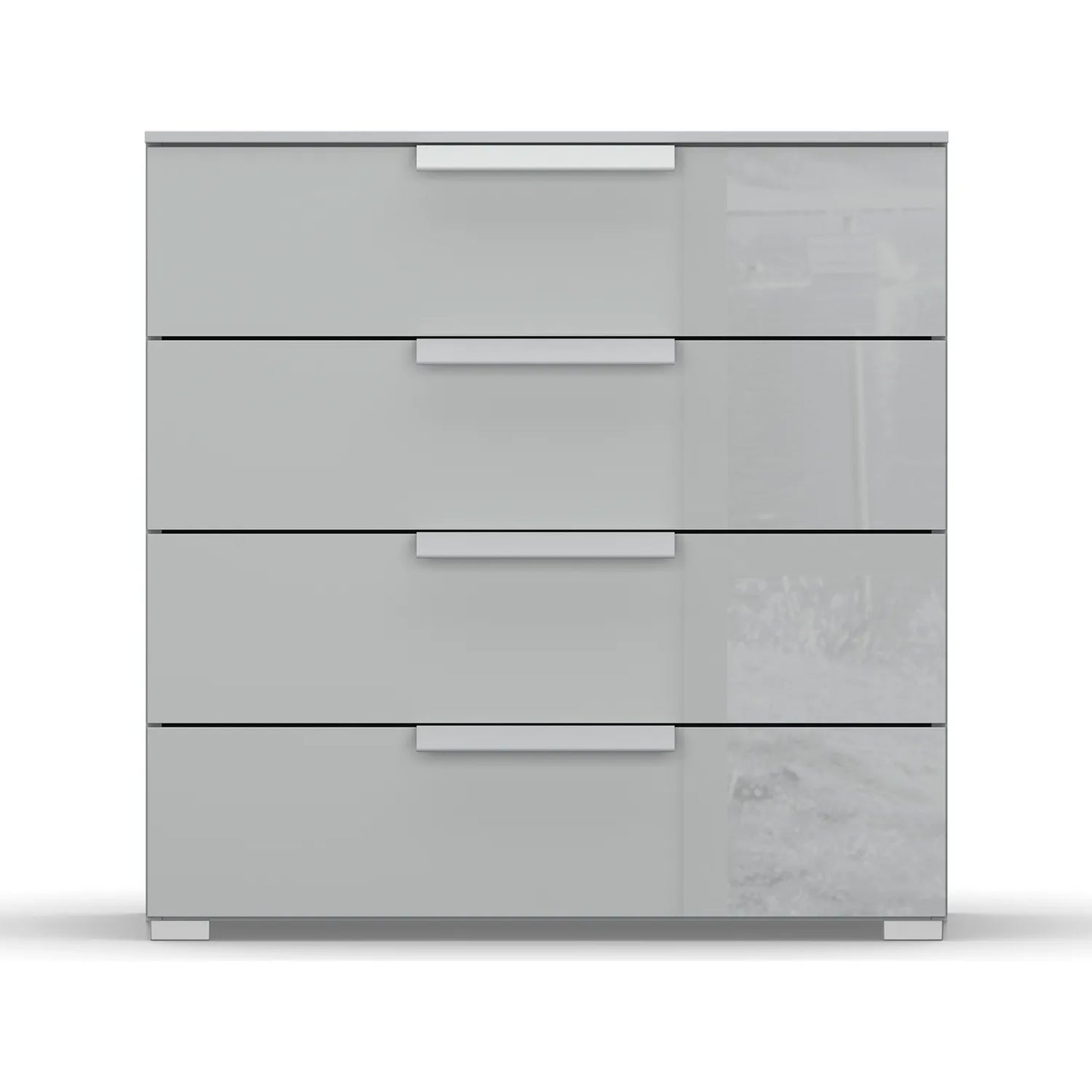 Rauch Perth 4 Drawer Silk Grey Glass Wide Chest - Front view