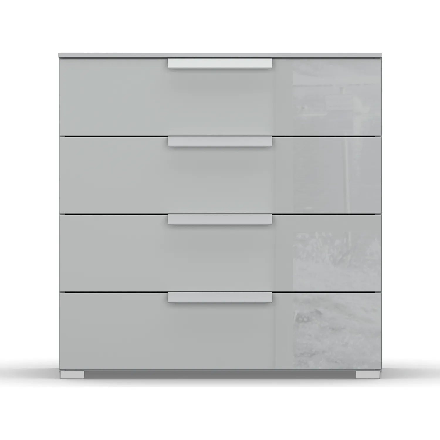 Rauch Perth 4 Drawer Silk Grey Glass Wide Chest - Front view