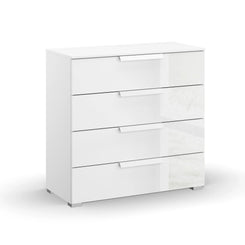 Rauch Perth 4 Drawer White Glass Wide Chest - 