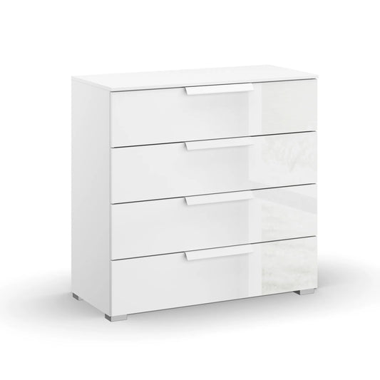 Rauch Perth 4 Drawer White Glass Wide Chest - 