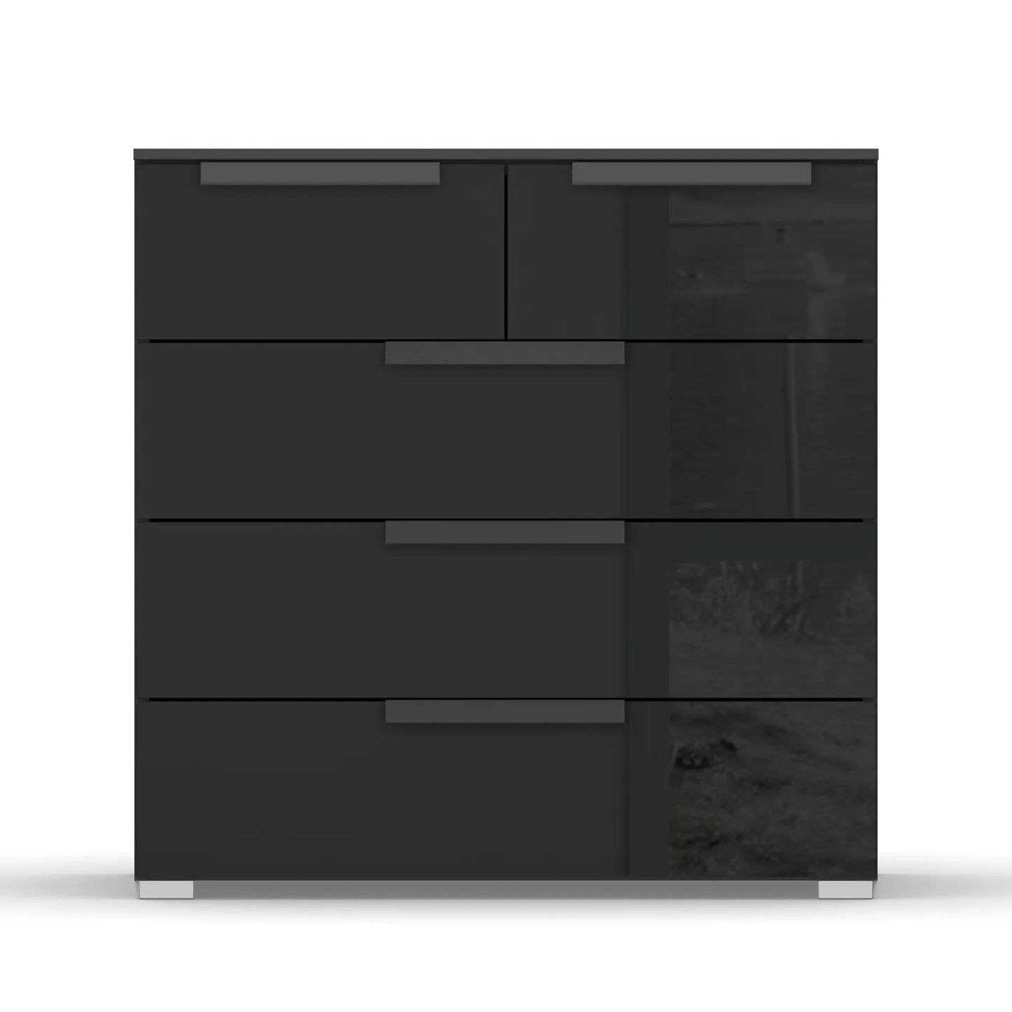 Rauch Perth 5 Drawer Basalt Glass Chest - Front view
