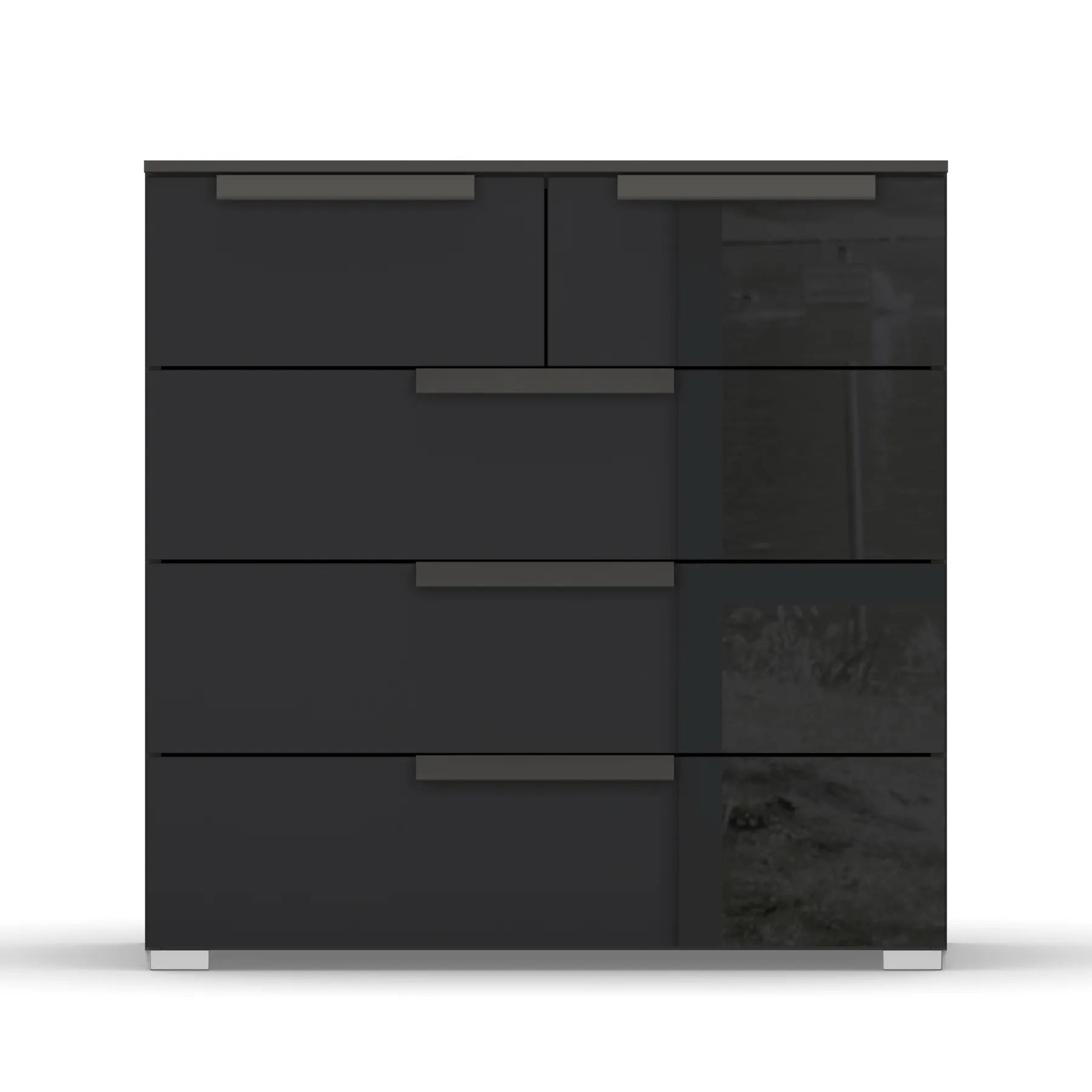 Rauch Perth 5 Drawer Basalt Glass Chest - Front view
