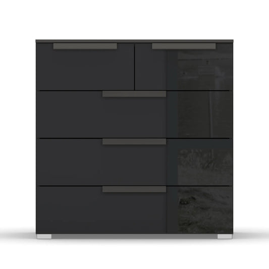 Rauch Perth 5 Drawer Basalt Glass Chest - Front view
