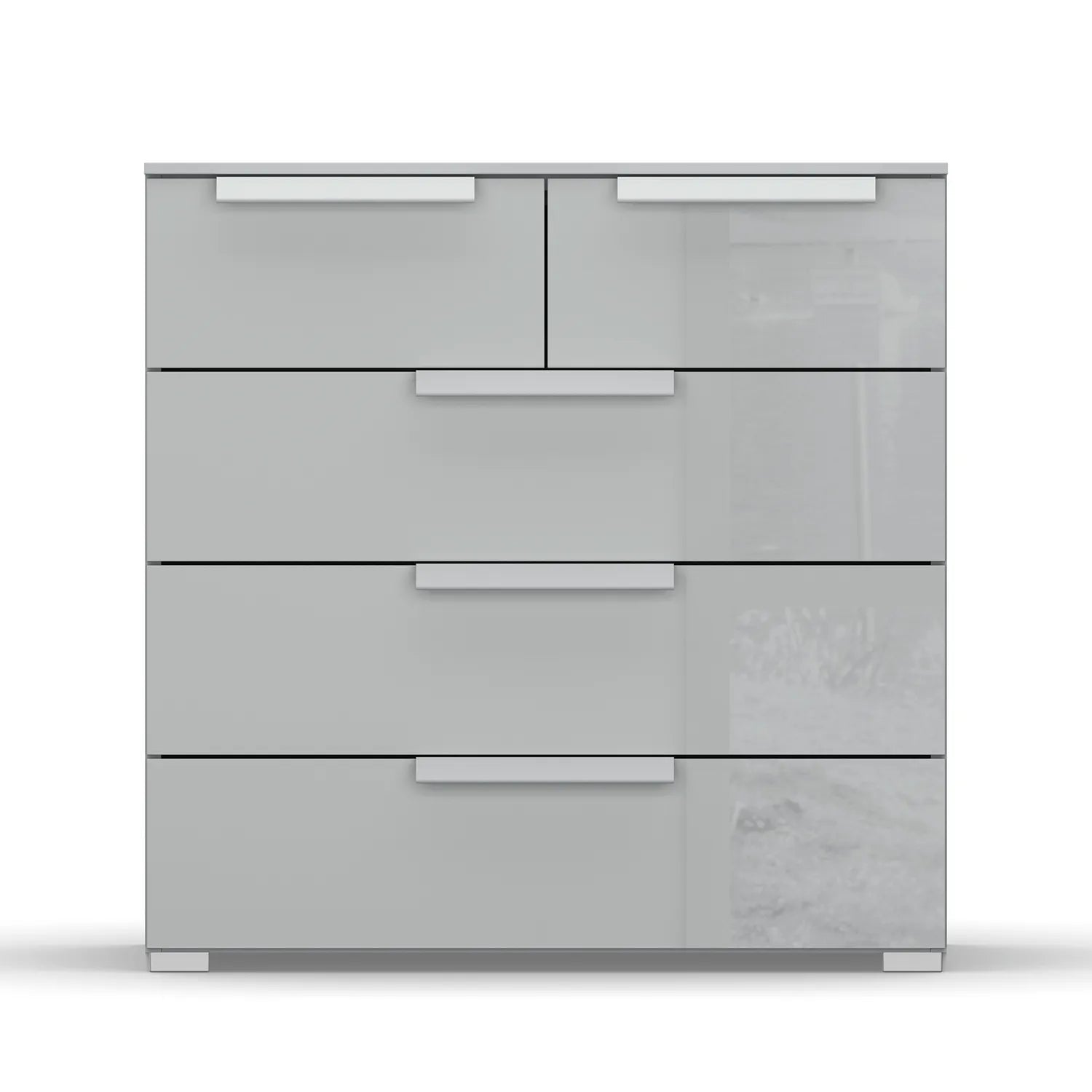 Rauch Perth 5 Drawer Silk Grey Glass Chest - Front view