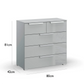 Rauch Perth 5 Drawer Silk Grey Glass Chest - Dimensions