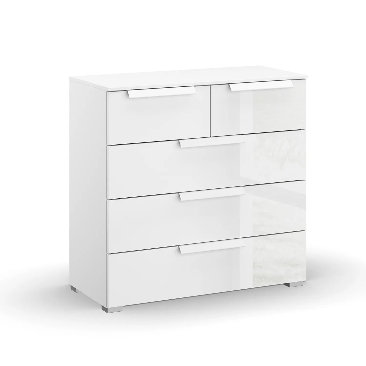 Rauch Perth 5 Drawer White Glass Chest 