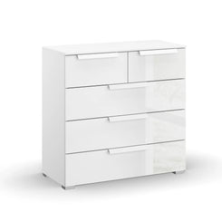 Rauch Perth 5 Drawer White Glass Chest 