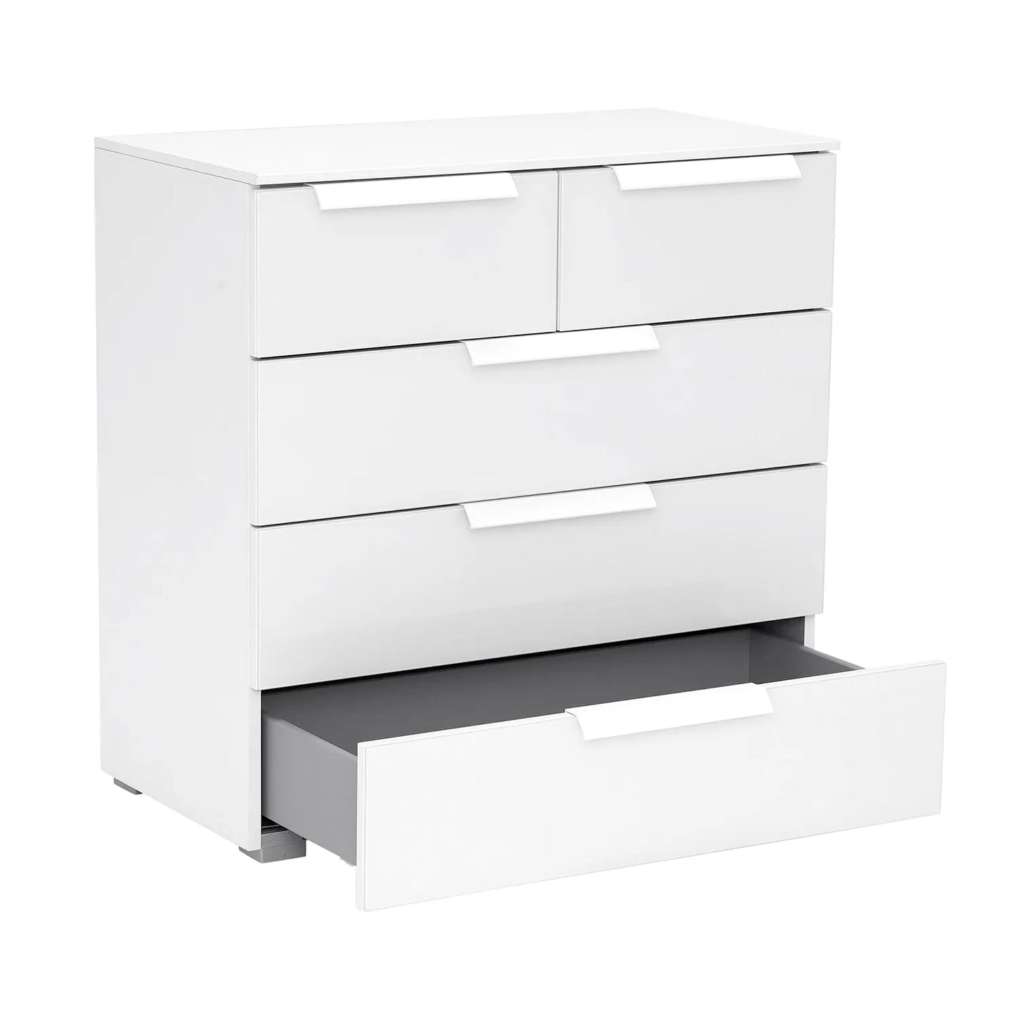 Rauch Perth 5 Drawer White Glass Chest - Bottom Drawer view