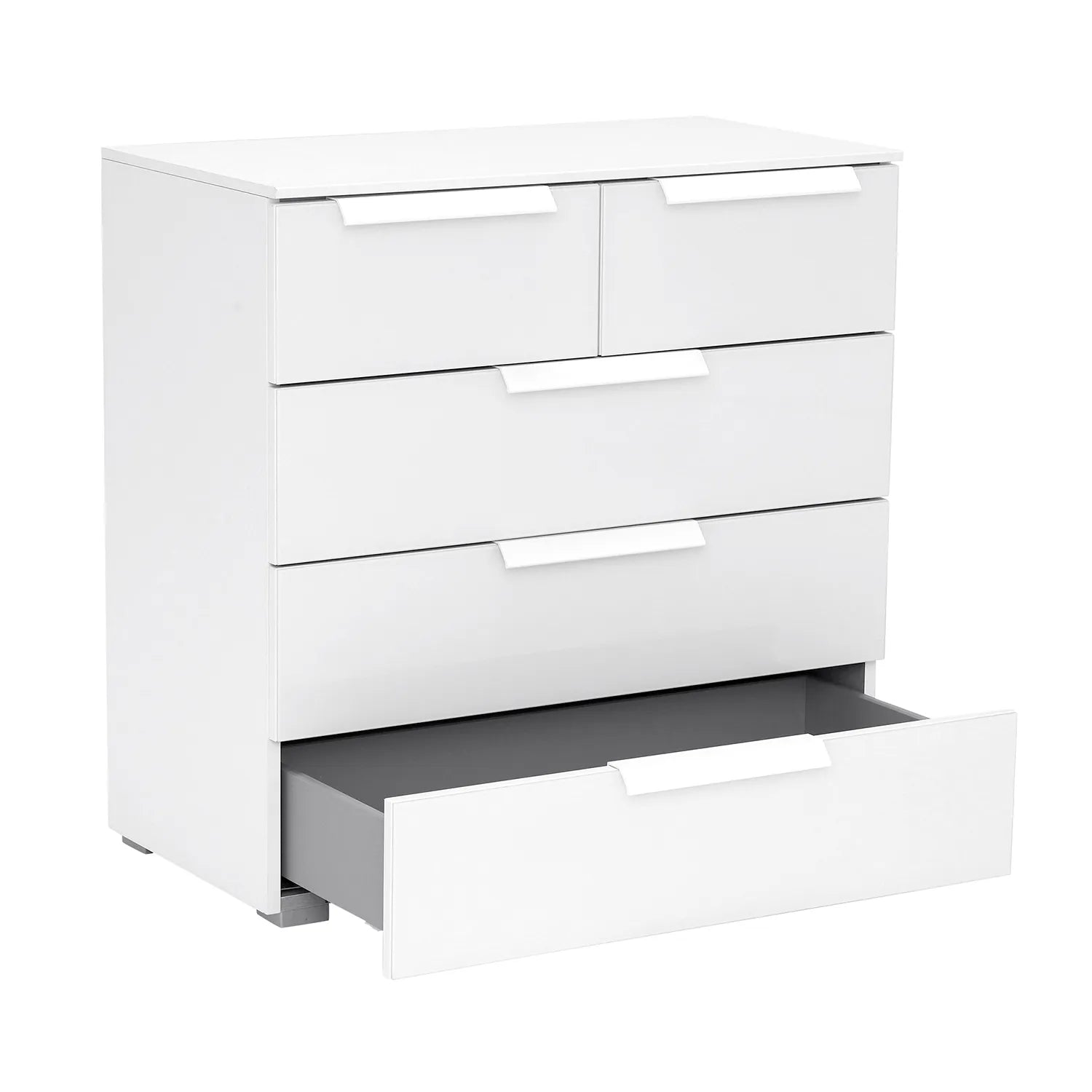 Rauch Perth 5 Drawer White Glass Chest - Bottom Drawer view