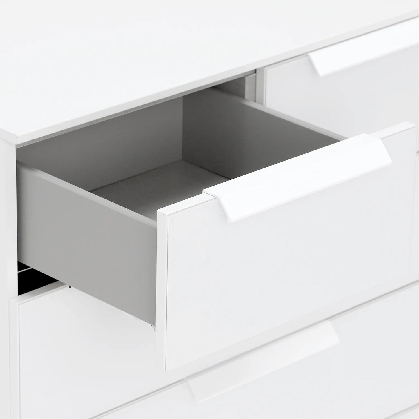 Rauch Perth 5 Drawer White Glass Chest - Drawer Close view