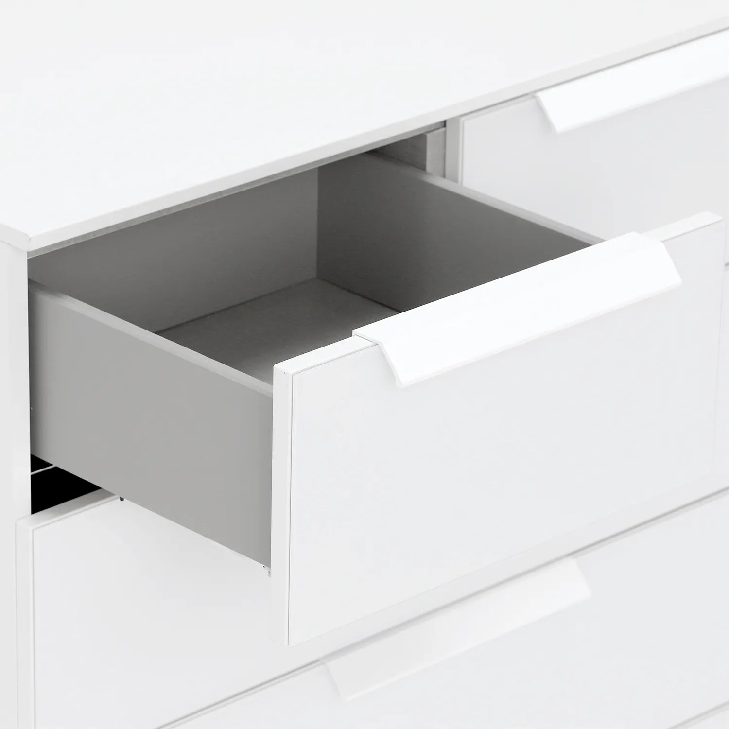 Rauch Perth 5 Drawer White Glass Chest - Drawer Close view