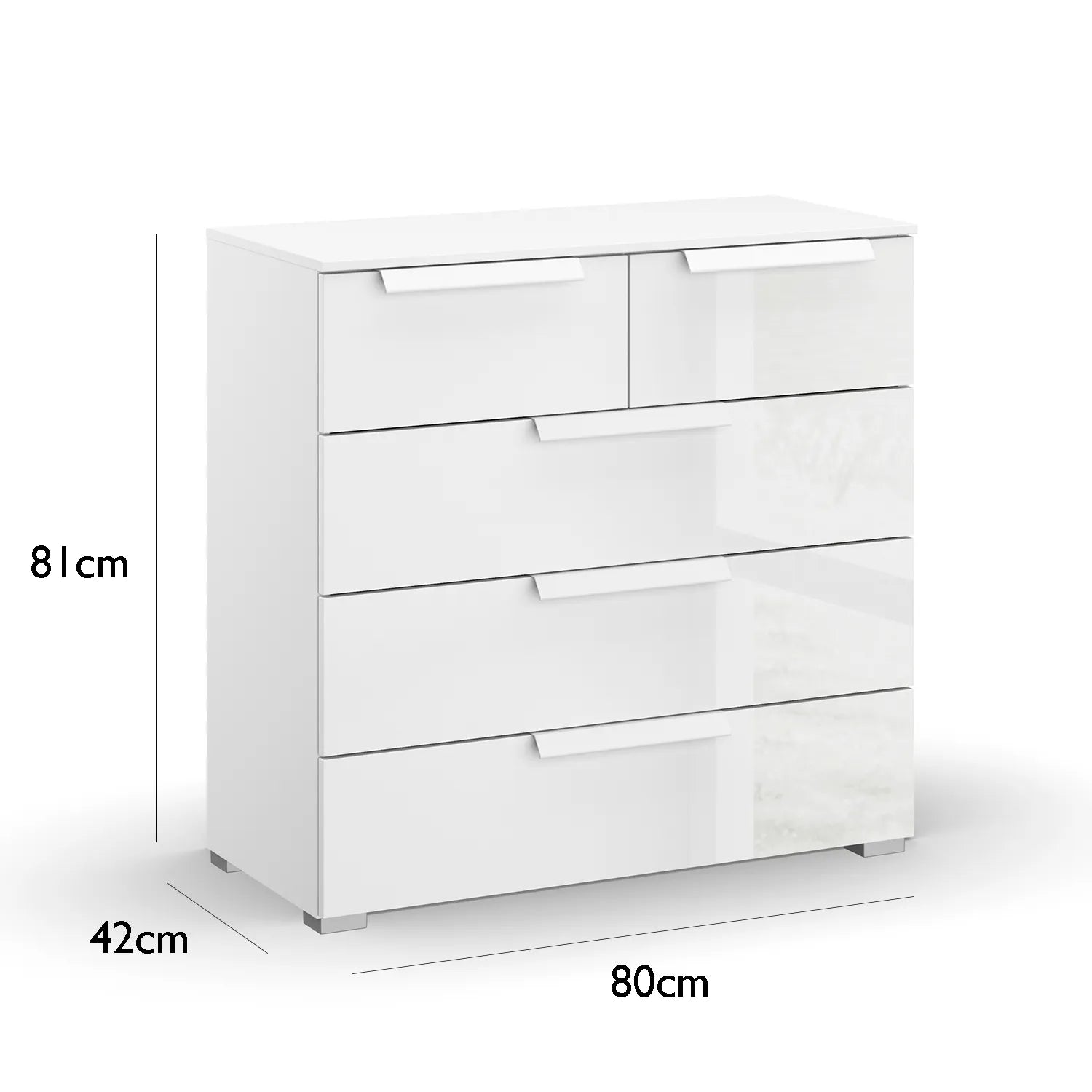 Rauch Perth 5 Drawer White Glass Chest - Pendle Village Furniture