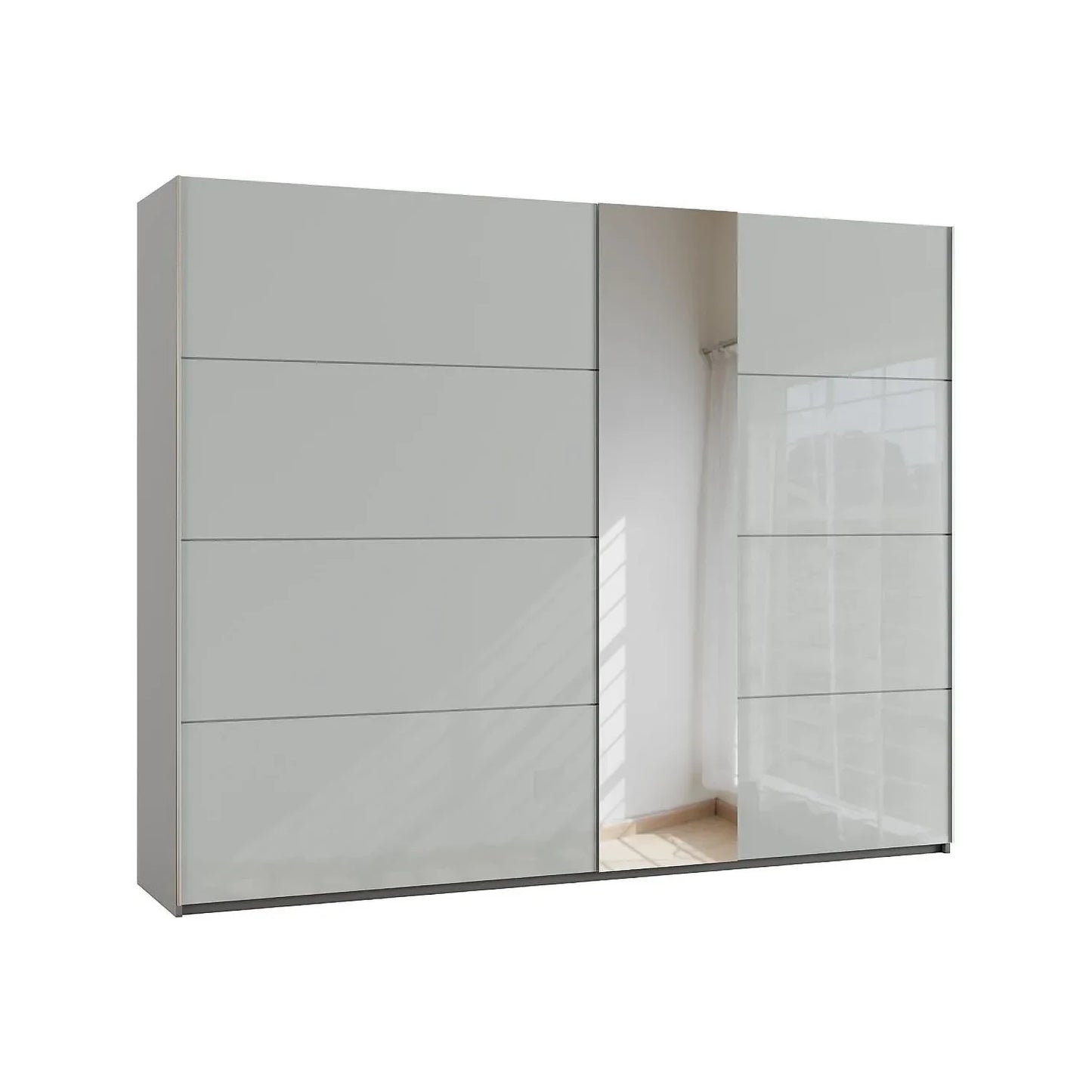 Rauch Silk Grey Perth Sliding Door Wardrobe With Mirror