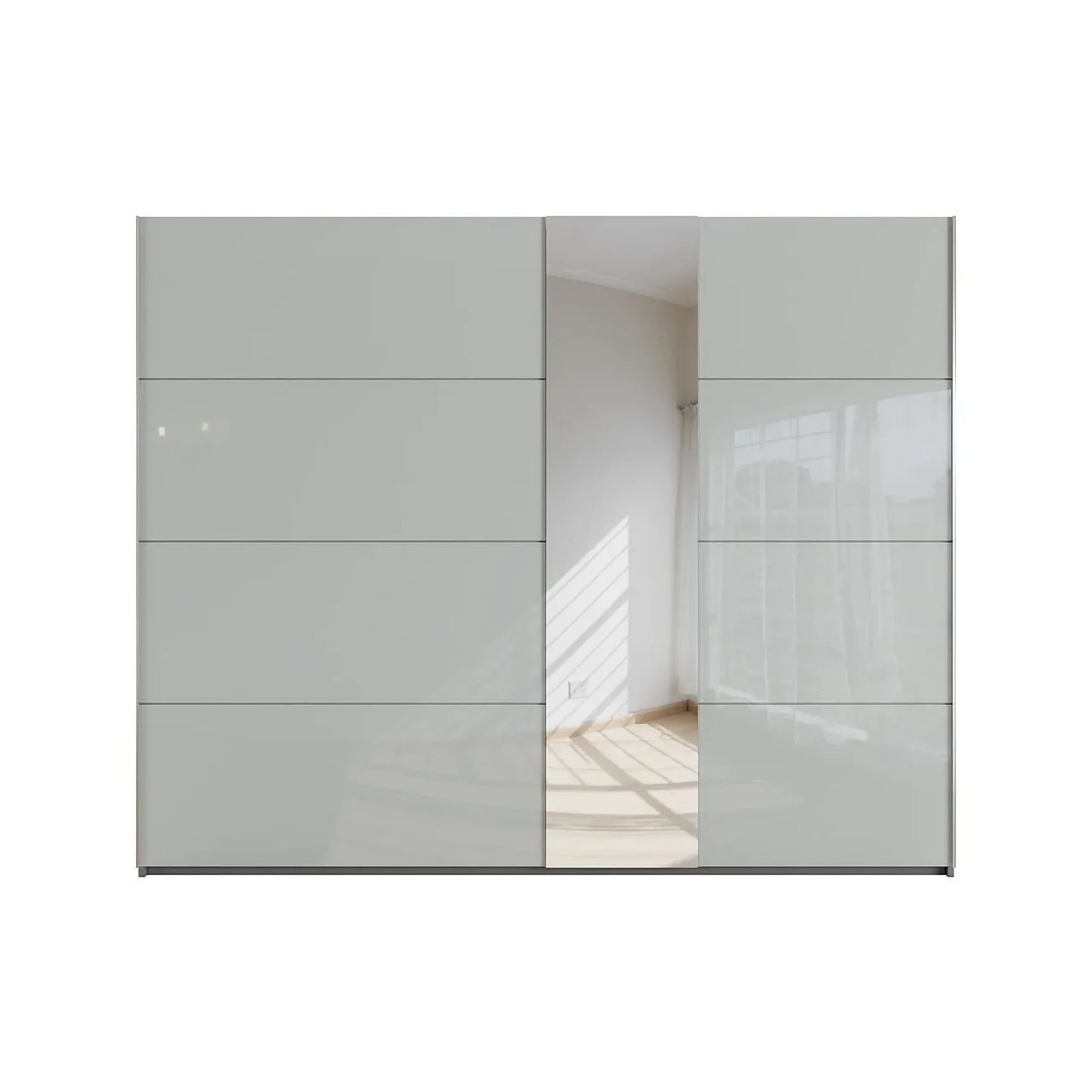 Rauch Silk Grey Perth Sliding Door Wardrobe With Mirror