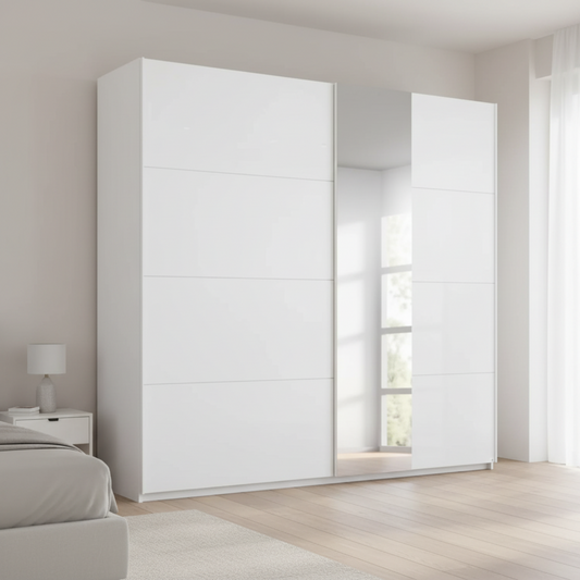 Rauch Perth White Glass Sliding Door Wardrobe