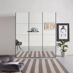 Rauch Prism Artisan Oak 3 Door Full Mirror Sliding Wardrobe - 203cm - Styled in a Bedroom