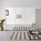 Rauch Prism Silk Grey 3 Door Full Mirror Sliding Wardrobe - 271cm - Styled in a Bedroom