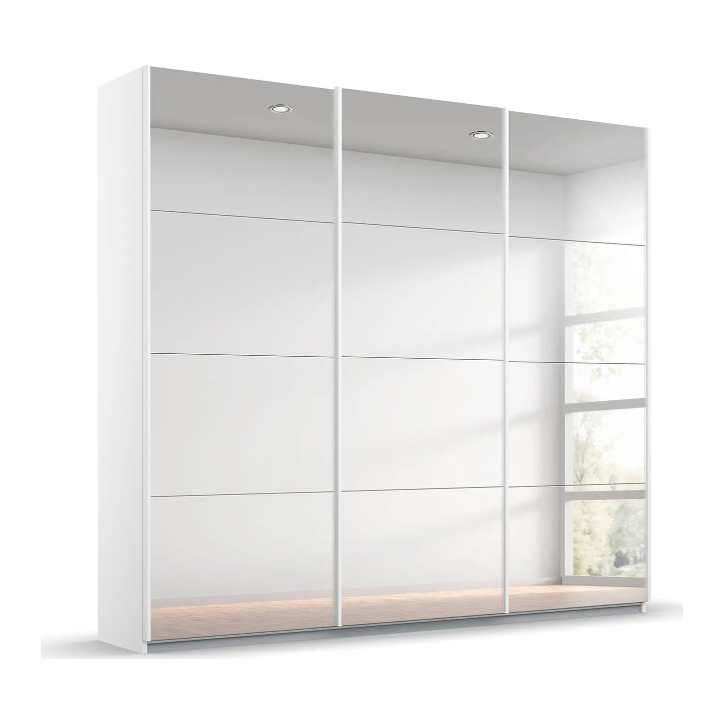 Rauch Prism White 3 Door Full Mirror Sliding Wardrobe - 203cm