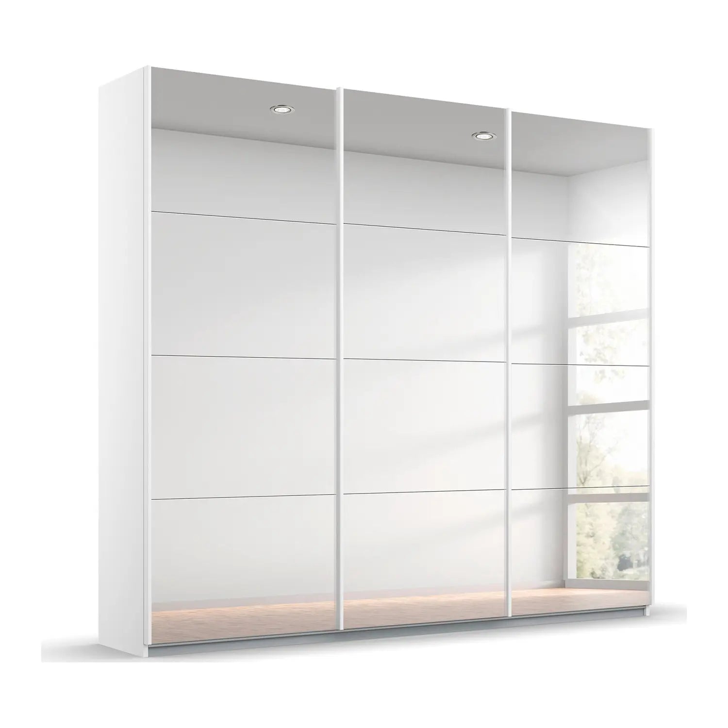 Rauch Prism White 3 Door Full Mirror Sliding Wardrobe - 203cm