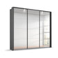 Rauch Prism Graphite 3 Door Full Mirror Sliding Wardrobe - 203cm - Passepartout Frame with Light