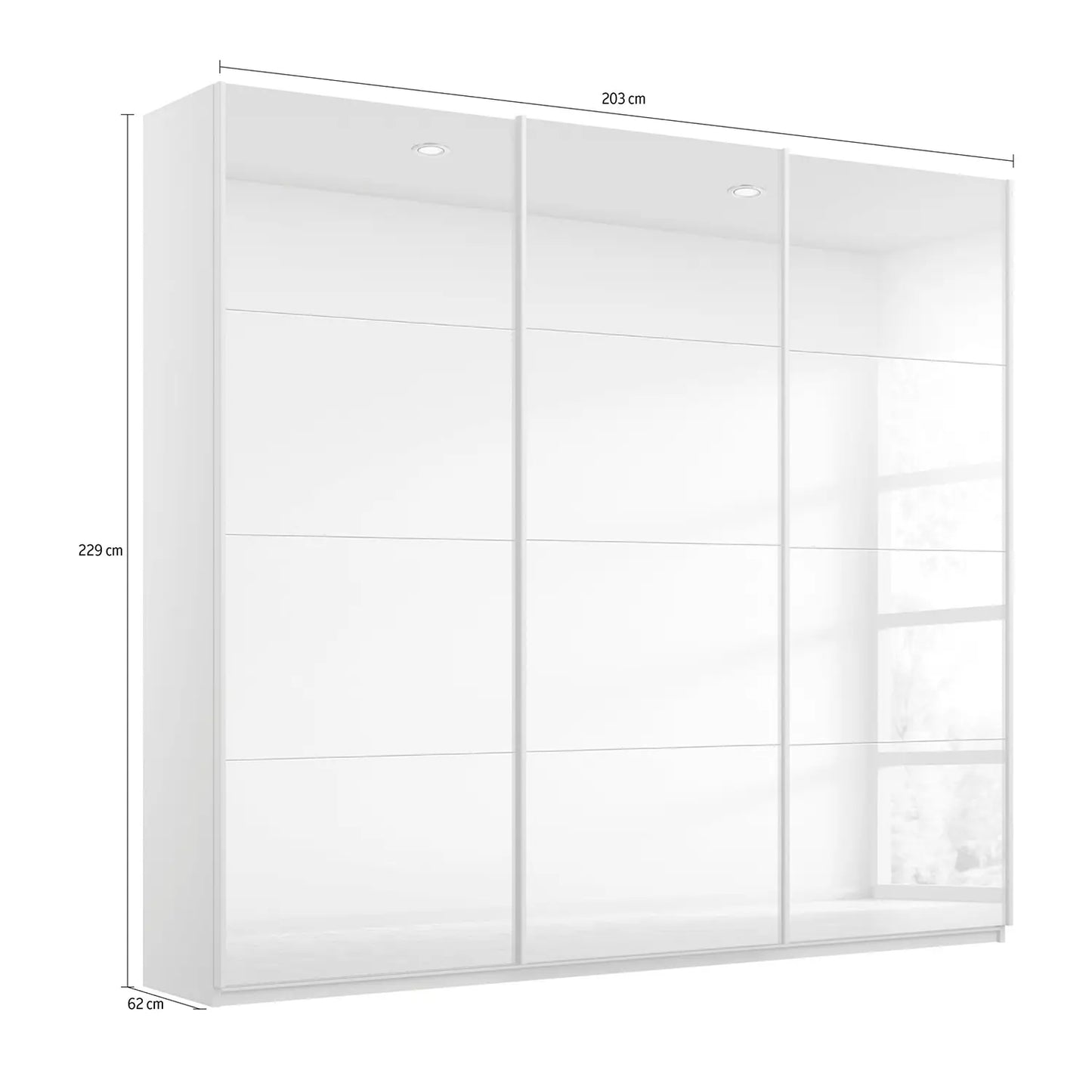 Rauch Prism Graphite 3 Door Full Mirror Sliding Wardrobe - 203cm - Dimensions