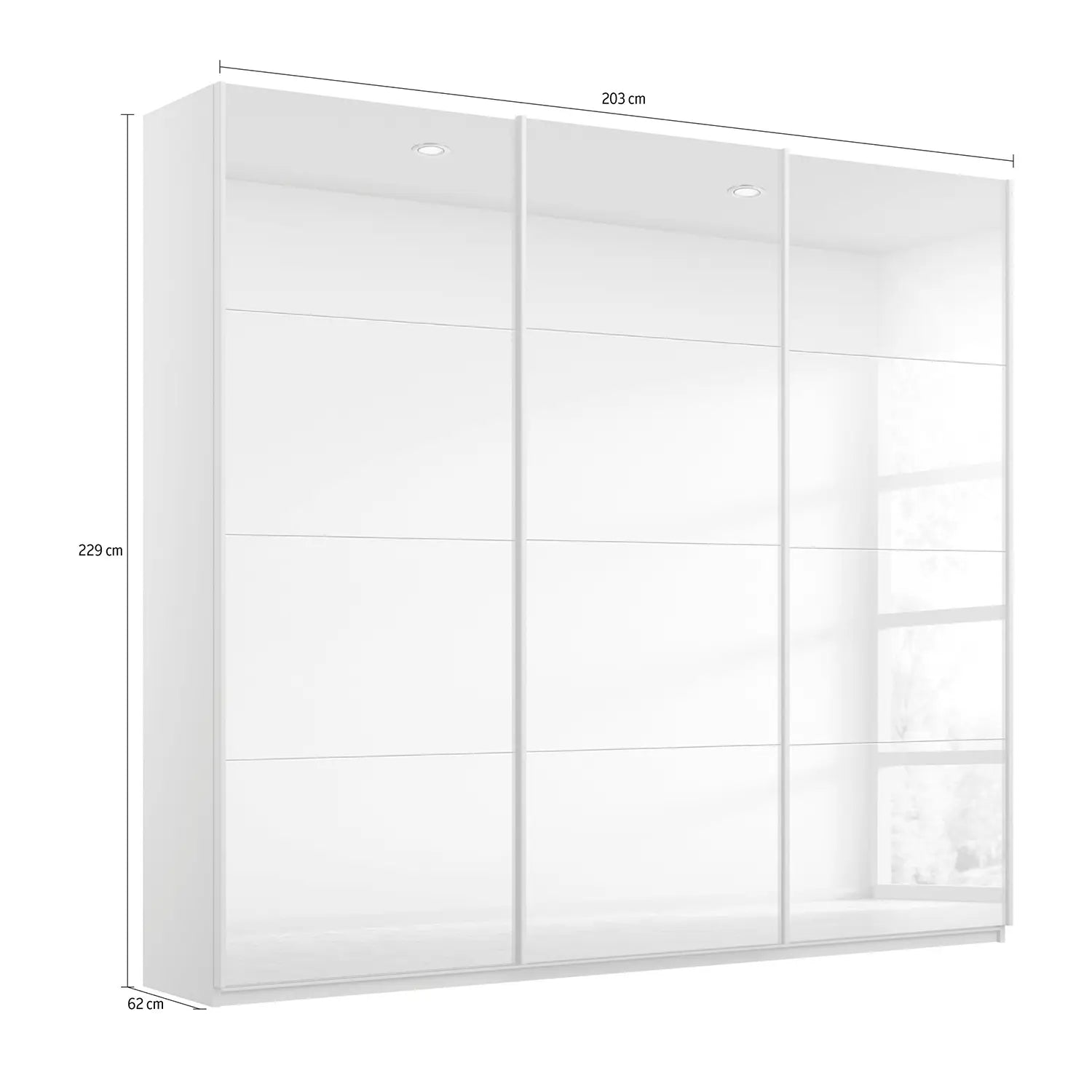 Rauch Prism Graphite 3 Door Full Mirror Sliding Wardrobe - 203cm - Dimensions