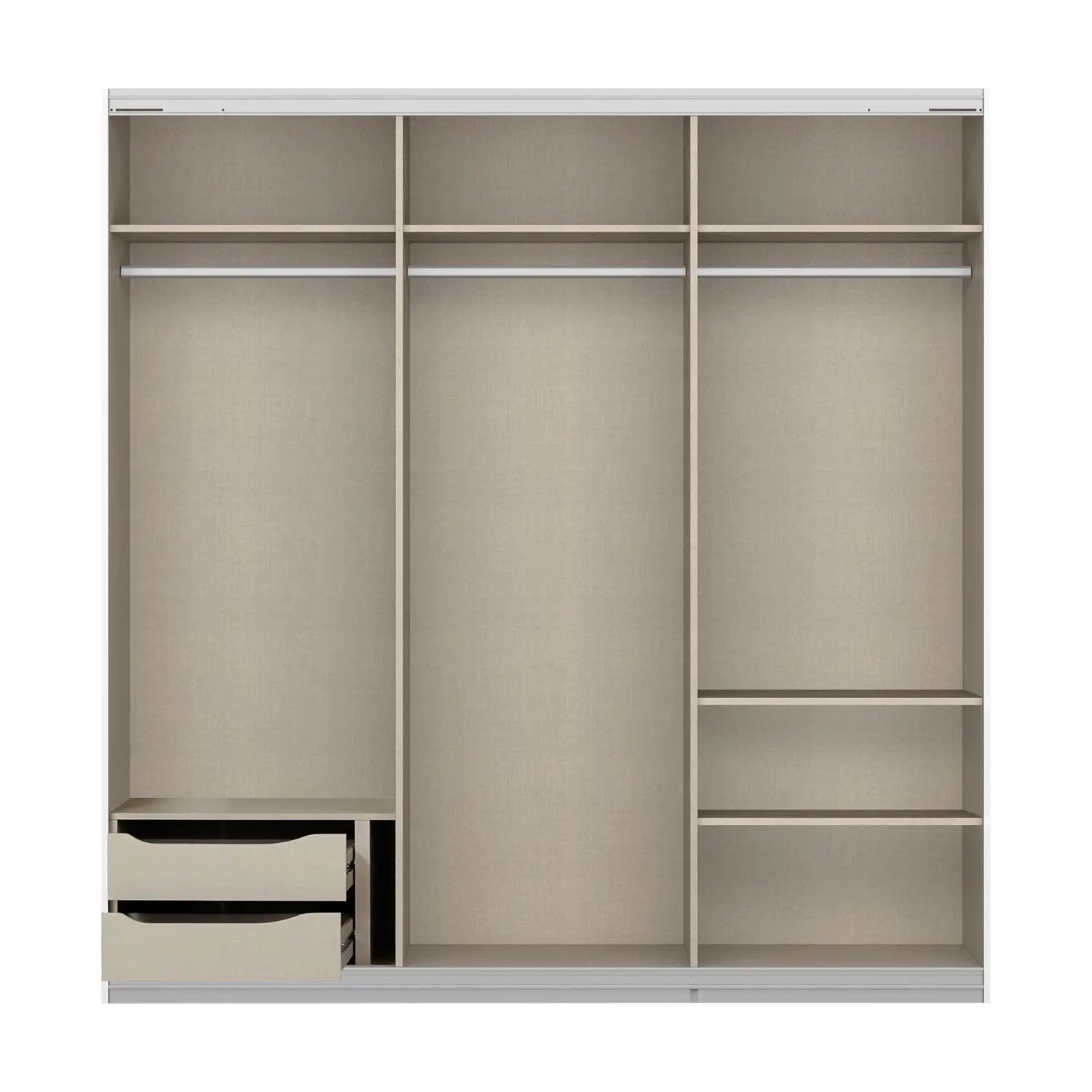 Rauch Prism Graphite 3 Door Full Mirror Sliding Wardrobe - 203cm - Interior view