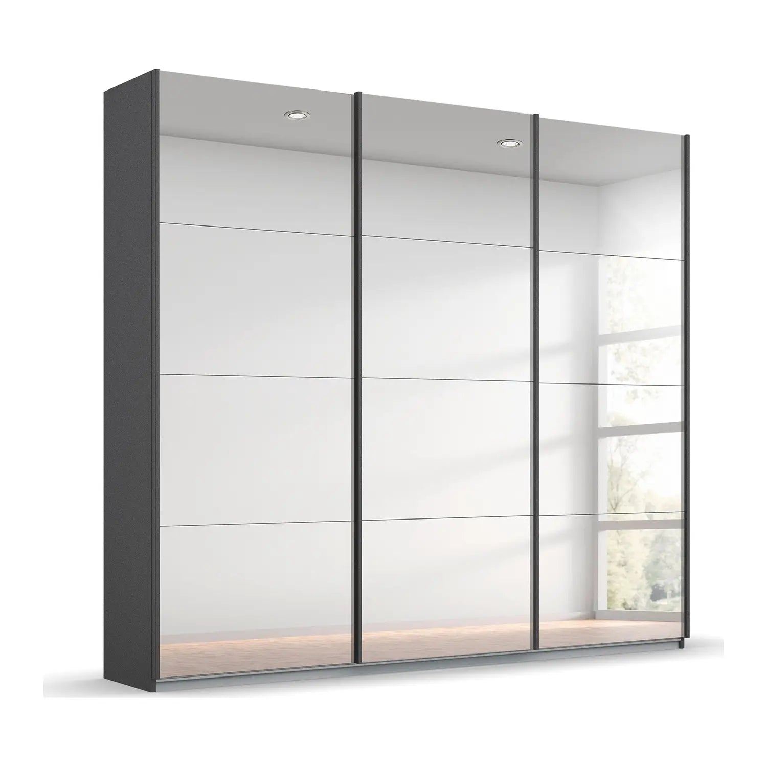 Rauch Prism Graphite 3 Door Full Mirror Sliding Wardrobe - 203cm – Home ...