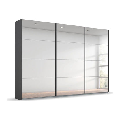 Rauch Prism Metallic Grey 3 Door Full Mirror Sliding Wardrobe - 271cm