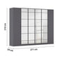 Rauch Prism Metallic Grey 3 Door Full Mirror Sliding Wardrobe - 271cm - Dimensions