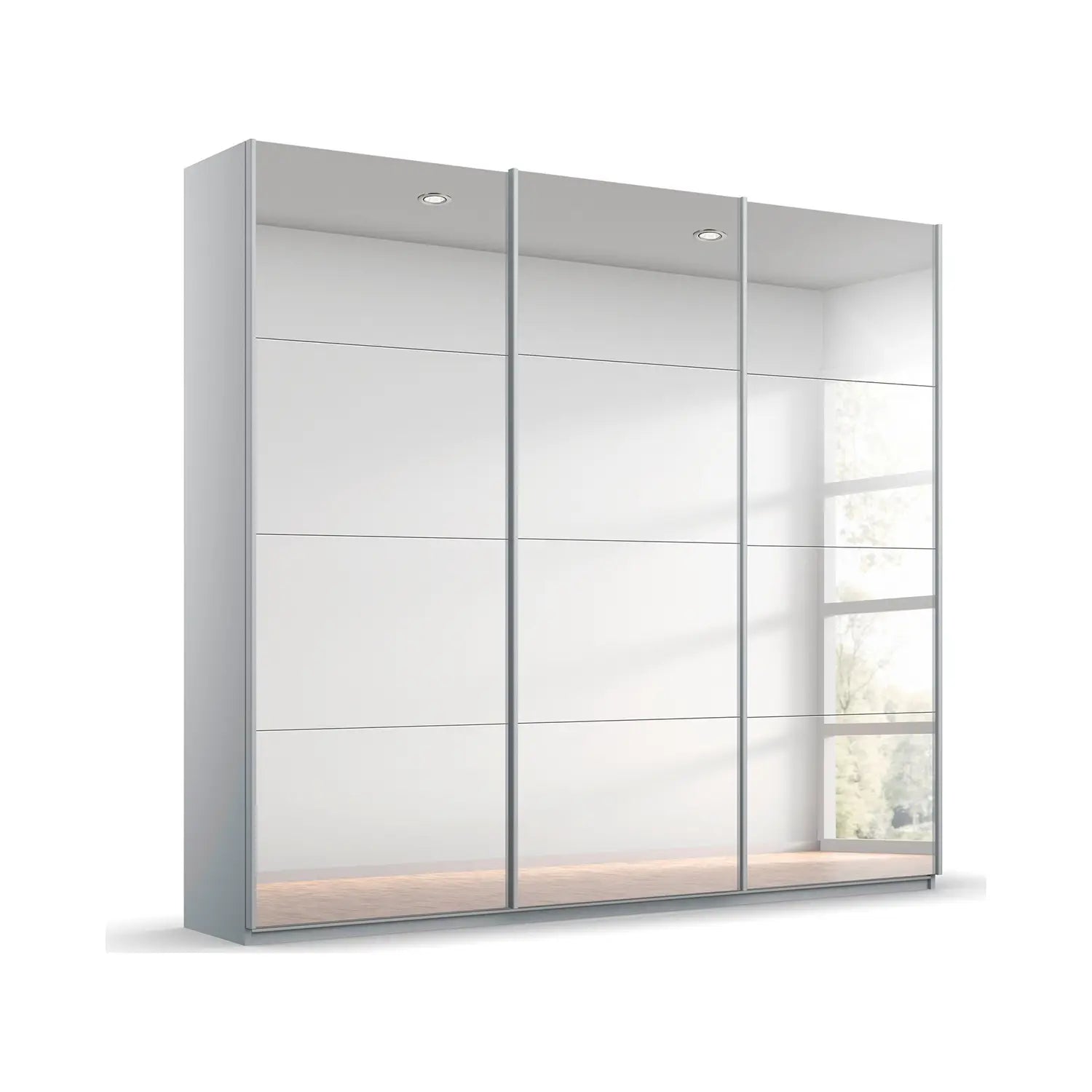 Rauch Prism Silk Grey 3 Door Full Mirror Sliding Wardrobe - 203cm