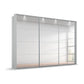 Rauch Prism Silk Grey 3 Door Full Mirror Sliding Wardrobe - 271cm - Passepartout Frame with Light