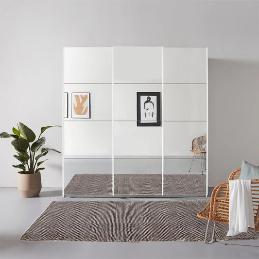 Rauch Prism White 3 Door Full Mirror Sliding Wardrobe - 203cm - Lifestyle image